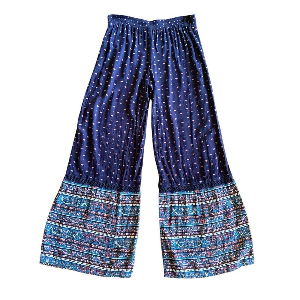 Mossimo Medium Wide Leg High Rise Pull On Ankle Pants Women’s Boho Festival